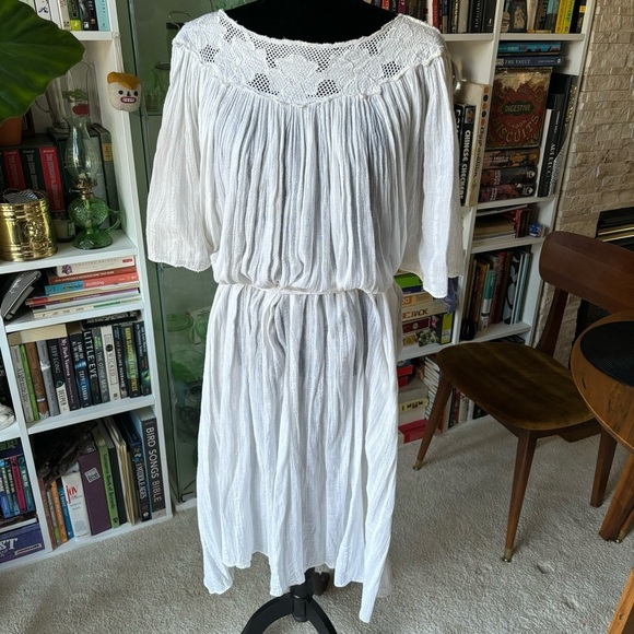 Vintage  70s boho cotton gauze viscose caftan/ tent style summer festival dress - Picture 10 of 12